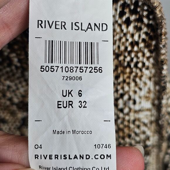 River Island Snake Print Wrap Dress Size Small Long Sleeve Boho Wedding Guest - Picture 6 of 8